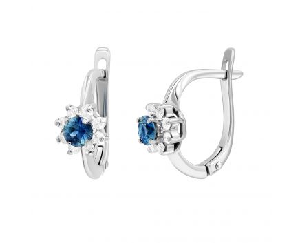 Earrings with diamonds and sapphires in white gold 1-209 695