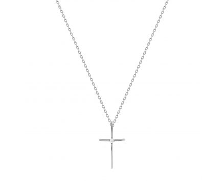 Cross with a diamond in white gold 1-209 786