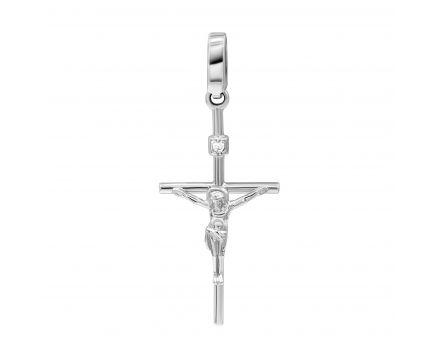Крест с бриллиантом в белом золоте 1П171ДК-0023