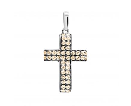 Хрест з діамантами у білому золоті 1П759-0219