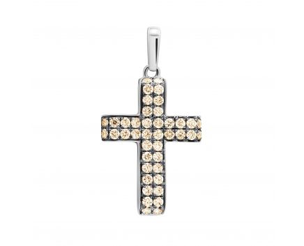 Cross with diamonds near white gold 1П759-0219