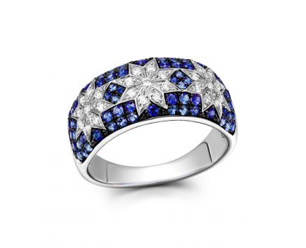 Ring with diamonds and sapphires 1К759-0247