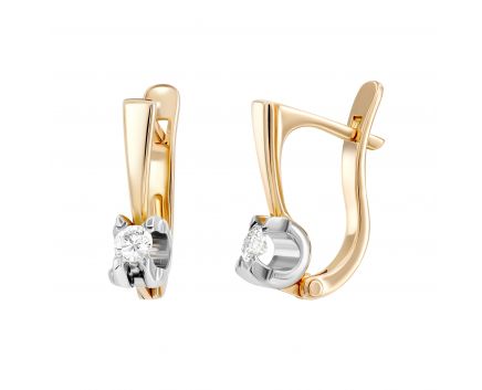 Earrings with diamonds in a combination of white and rose gold 1С464ДК-0061