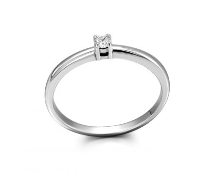 Ring with a diamond in white gold В464:ЭД-и12109