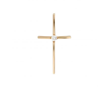 Хрест з діамантом у рожевому золоті К171:ЭД-Кр7158