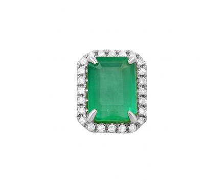 Pendant with diamonds and emerald in white   golden 1П034ДК-0582