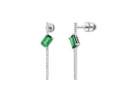 Earrings with diamonds and emeralds 1С034ДК-1395