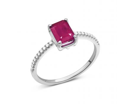Ring with diamonds and ruby in white gold 1К034ДК-1698