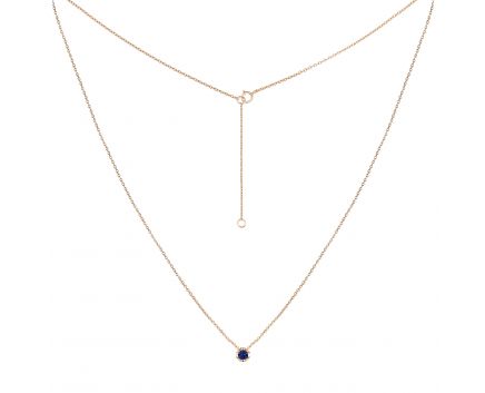 Necklace with sapphire and rose gold 1Л034ДК-1680