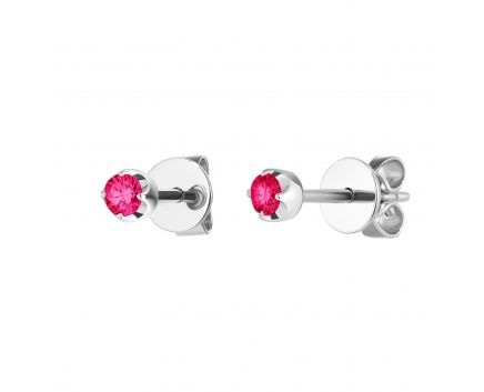 Earrings with rubies in white gold 1С034ДК-1391