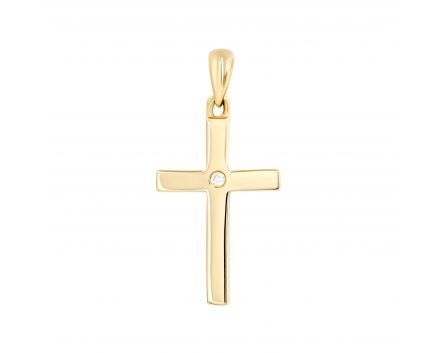 Cross with a diamond in yellow gold 1P955DK-0008