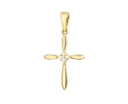 Cross with diamonds in yellow gold 1P955DK-0024