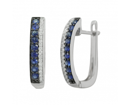 Earrings with diamonds and sapphires in white gold 1-211 128