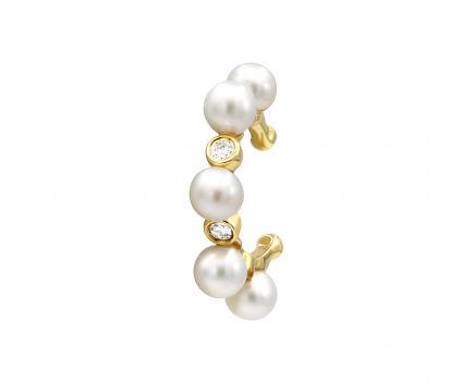 Cuff with diamonds and pearls in yellow gold 1-242 536