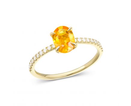 Ring with diamonds and yellow sapphires in yellow gold 1К034ДК-1677