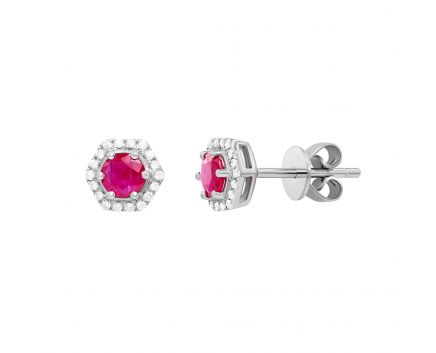 Earrings with diamonds and rubies in white gold 1С034ДК-1684