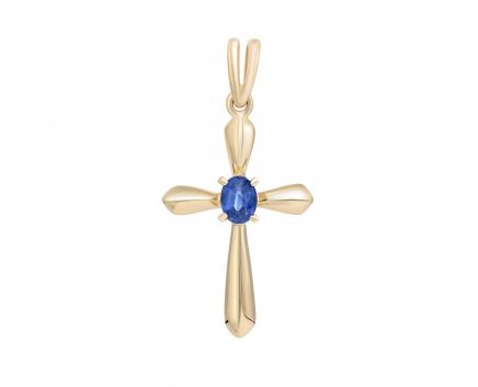 Cross with sapphire in rose gold 1П034ДК-0605