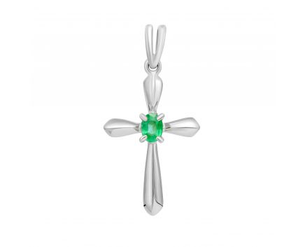 Cross with an emerald in white gold 1П034ДК-0600