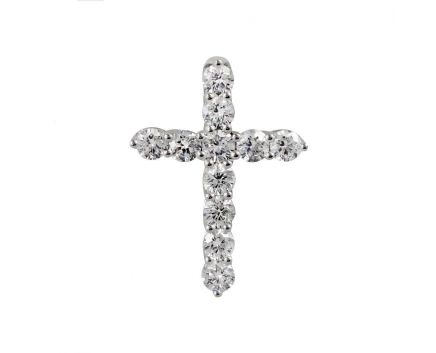 Pendant cross with diamonds in white gold 1-243 230