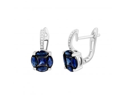 Earrings with diamonds and sapphires in white gold 1С551-0442