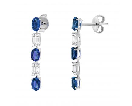 Earrings with diamonds and sapphires in white gold 1C551-0448