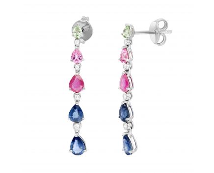 Earrings with diamonds and sapphires in white gold 1С551-0449