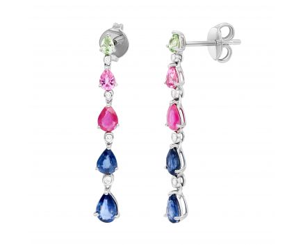 Earrings with diamonds and sapphires in white gold 1С551-0449