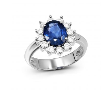 Ring with sapphire and diamonds in white gold 1-243 419