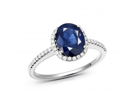 Ring with sapphire and diamonds in white gold 1-243 420