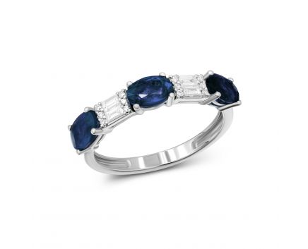 Ring with diamonds and sapphires in white gold 1К551-0592