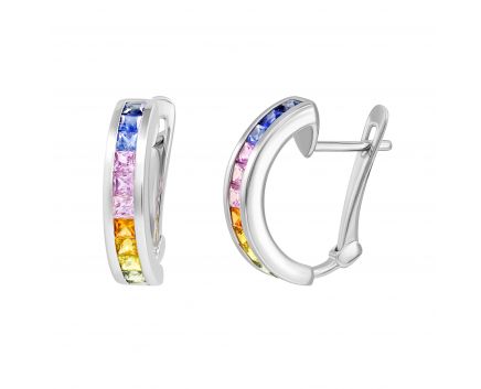 Earrings with multisapphires in white gold 1C551-0454