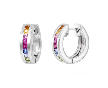 Earrings with multisapphires in white gold 1C551-0455