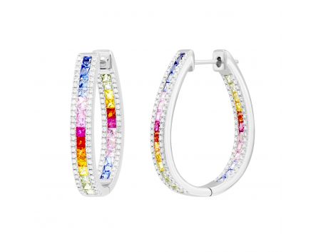 Earrings with diamonds and multi-sapphire in white gold 1-243 495