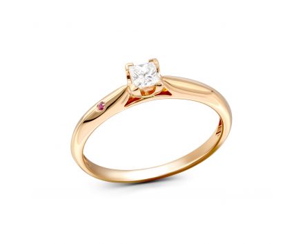 Кольцо с бриллиантом огранки Принцесса в розовом золоте 1К034ДК-1704