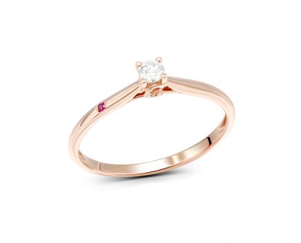 Ring with diamond and ruby in rose gold 1K034DK-1711