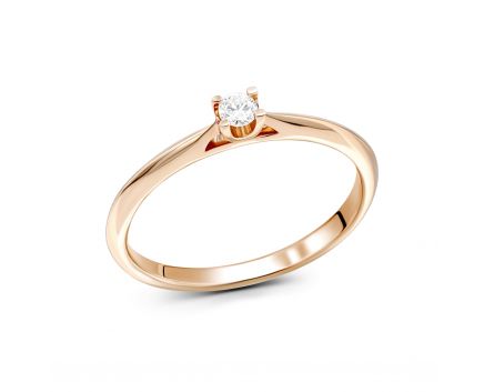 Кольцо с бриллиантом в розовом золоте 1К034ДК-1717