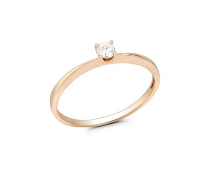 Ring with a diamond in rose gold 1К034ДК-1721