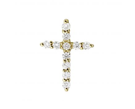 Крест с бриллиантами в желтом золоте 1П034ДК-0609