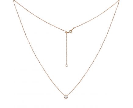 Necklace with a diamond in rose gold 1Л034ДК-1690