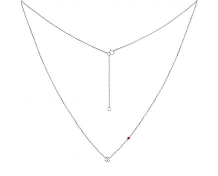 Necklace with a diamond in white gold 1Л034ДК-0172