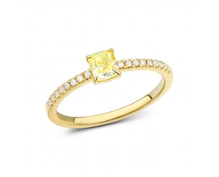 Кольцо с желтым бриллиантом огранки Принцесса в желтом золоте 1-244 154