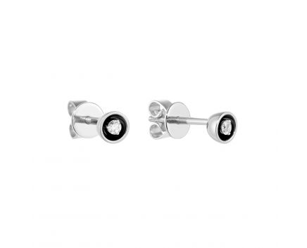 Earrings with diamonds in white gold 1С193ДК-0529