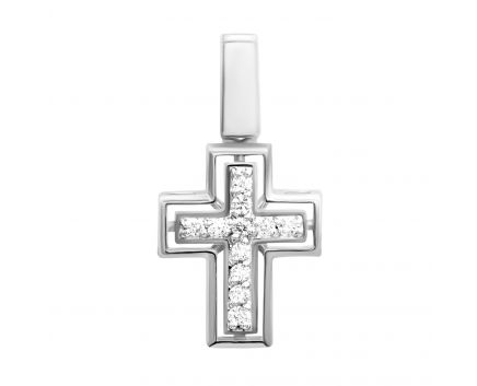 Cross with diamonds in white gold 1P814DK-0004