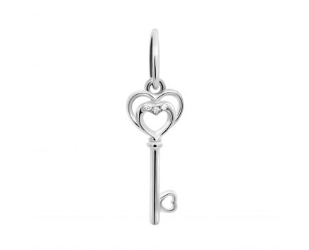 pendant heart with diamonds in white gold 1П814ДК-0015