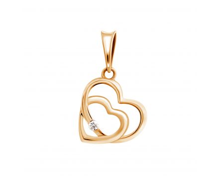 Heart pendant with diamonds in rose gold 1П193-0371