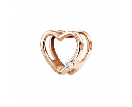 Pendant heart with a diamond in rose gold 1П814ДК-0022