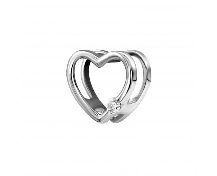 Pendant heart with a diamond in white gold 1П814ДК-0023