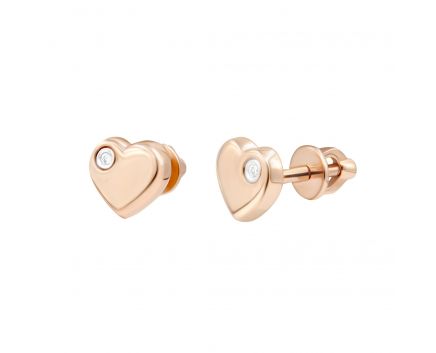 Earrings heart with diamonds in rose gold 1C814DK-0007