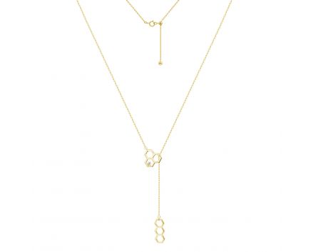 Tie necklace with a diamond in yellow gold 1Л034-0223