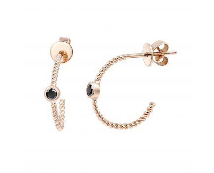 Earrings with diamonds in rose gold 1С034ДК-1740-1